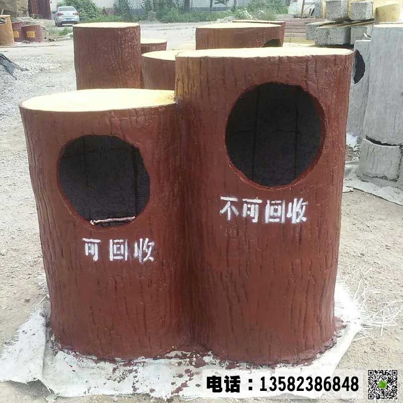 定制水泥仿木垃圾桶广场公园仿木垃圾桶摆件