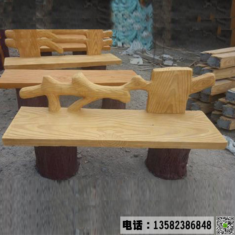 专业加工定制仿真水泥木座椅 公园园林休闲座椅摆件